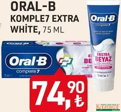 ORAL-B KOMPLE7 EXTRA WHİTE DİŞ MACUNU 75 ML ORAL-B KOMPLE7 EXTRA WHİTE DİŞ MACUNU 75 ML